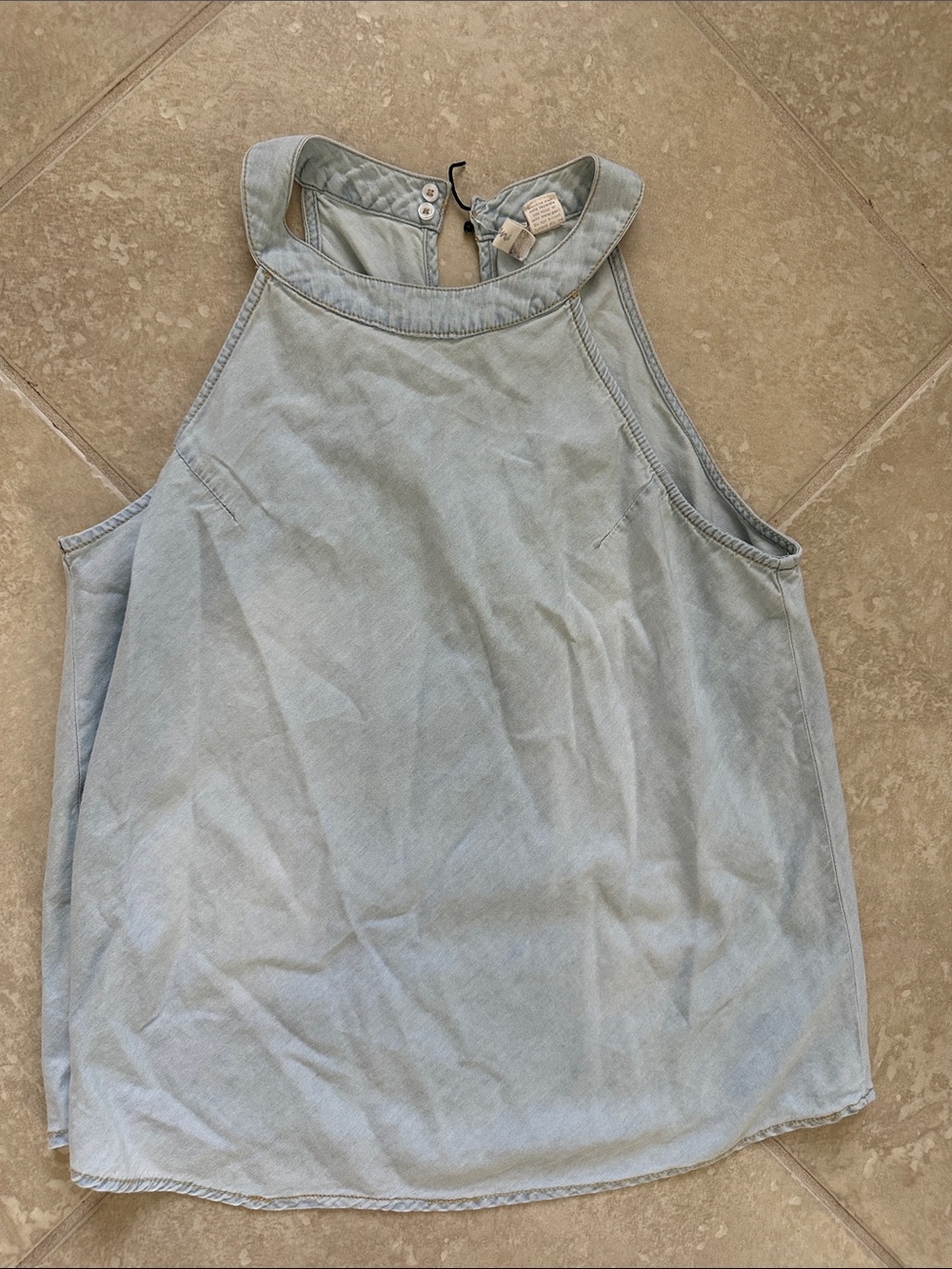 Light Blue Denim Halter Tank Top